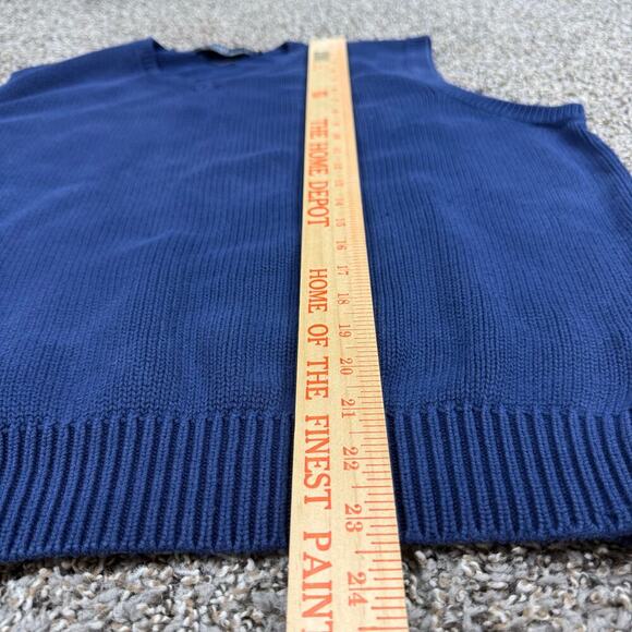 Vintage Polo Ralph Lauren Knit Vest Sweater‎ Mens Large Blue Cotton V-neck Logo - Picture 7 of 7